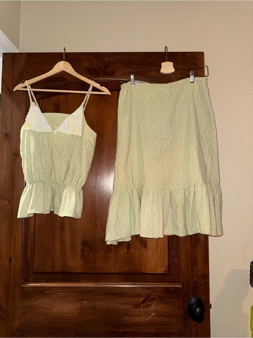 Vintage Cottagecore 2-Piece Skirt Set – Size 10 – Light Green Cotton Blend